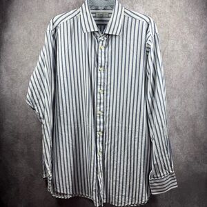 Jack Stone by Thomas Dean Men’s XXL Striped Cotton‎ Long Sleeve Button Up Shirt.